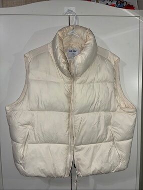 Old Navy XXL Ivory Cream Sleeveless Quilted Puffer Vest Zipper